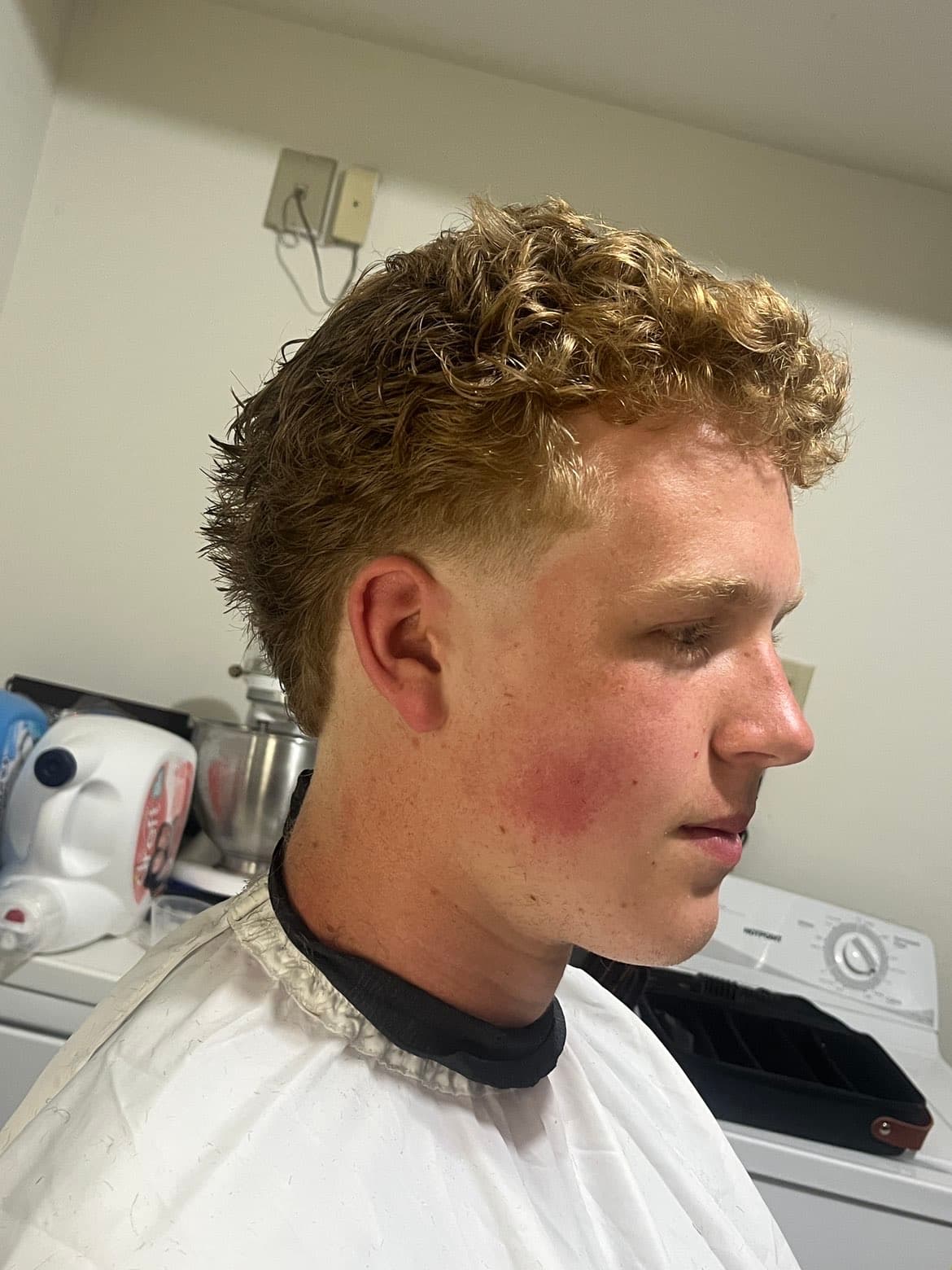 Clean fade and curl detail, client of Jaynes Cuts